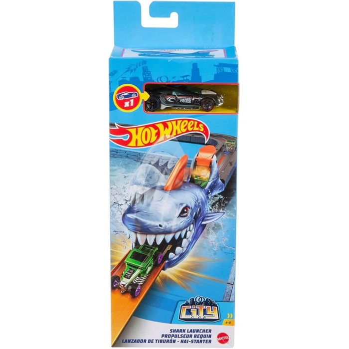 Lanzadores Hot Wheels Dino Launcher y Shark Launcher City